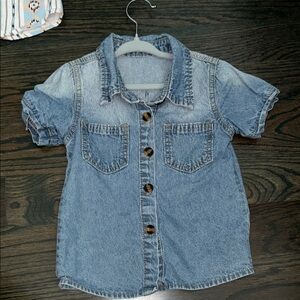 Denim Short Sleeve Button-Up Shirt
